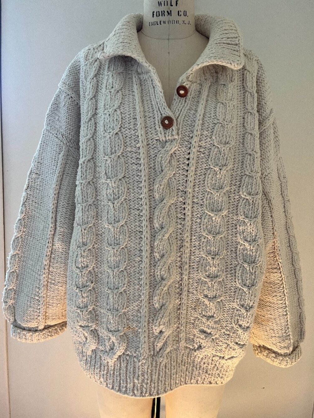 80's OVERSIZED CHUNKY CABLE KNIT SNOWBOARDER OUTDOOR SWEATER Cotton M/L